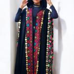 قُفطان كريب إكسترا فلوري هندي بتطريز سيناوي يدوي وعملات معدنية وكريستال | Extra Crêpe Floral Indian Kaftan with Handmade Sinai Embroidery, Coins & Crystals