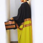 قُفطان كورية مع كريب وجاكار فري سايز + بورتيفيه | Koreya Kaftan with Crêpe & Jacquard Free Size + Portefeuille