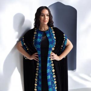 قُفطان قطيفة كوري مستورد درجة أولى مع تطريز سيناوي دسم هاند ميد بالكامل | Premium Imported Korean Velvet Kaftan with Rich Handmade Sinai Embroidery