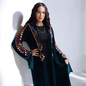 قُفطان قطيفة كوري مستورد درجة أولى مع تطريز سيناوي يدوي دسم | Premium Imported Korean Velvet Kaftan with Rich Handmade Sinai Embroidery