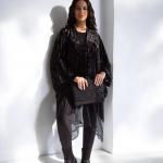 قُفطان قطيفة مُفرغة مع تل وباييت فري سايز | Velvet Cutout Kaftan with Tulle & Sequins Free Size