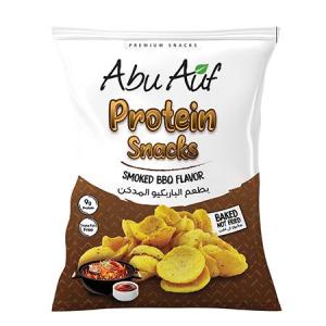 كيس سناكس بروتين بالباربيكيو المدخن - 60 جم _ Smoked BBQ Protein Snacks Bag - 60 gm( ابو عوف - Abu Auf )